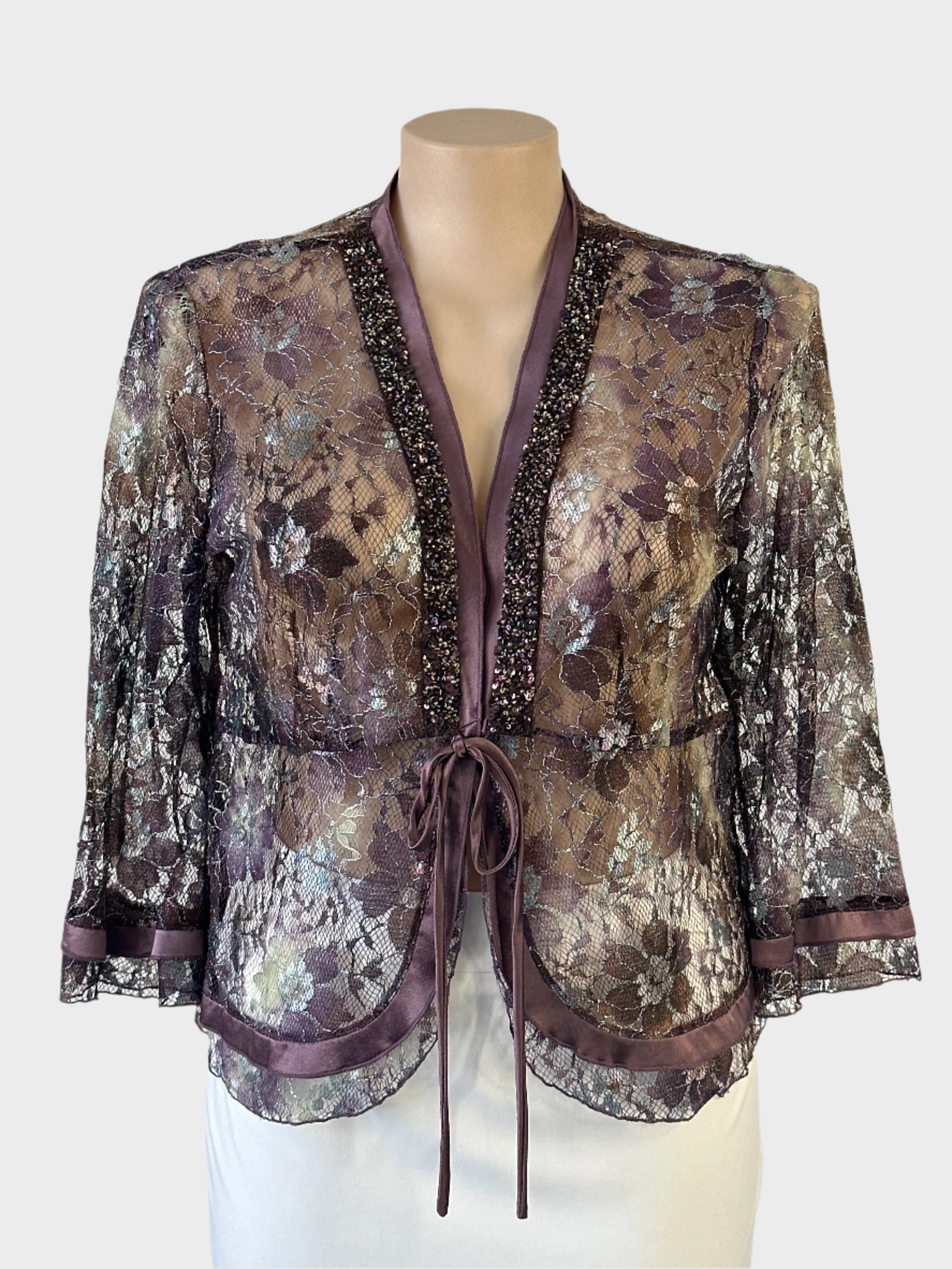 Anthea Crawford | jacket | size 18 | tie front | made in Australia 🇦🇺