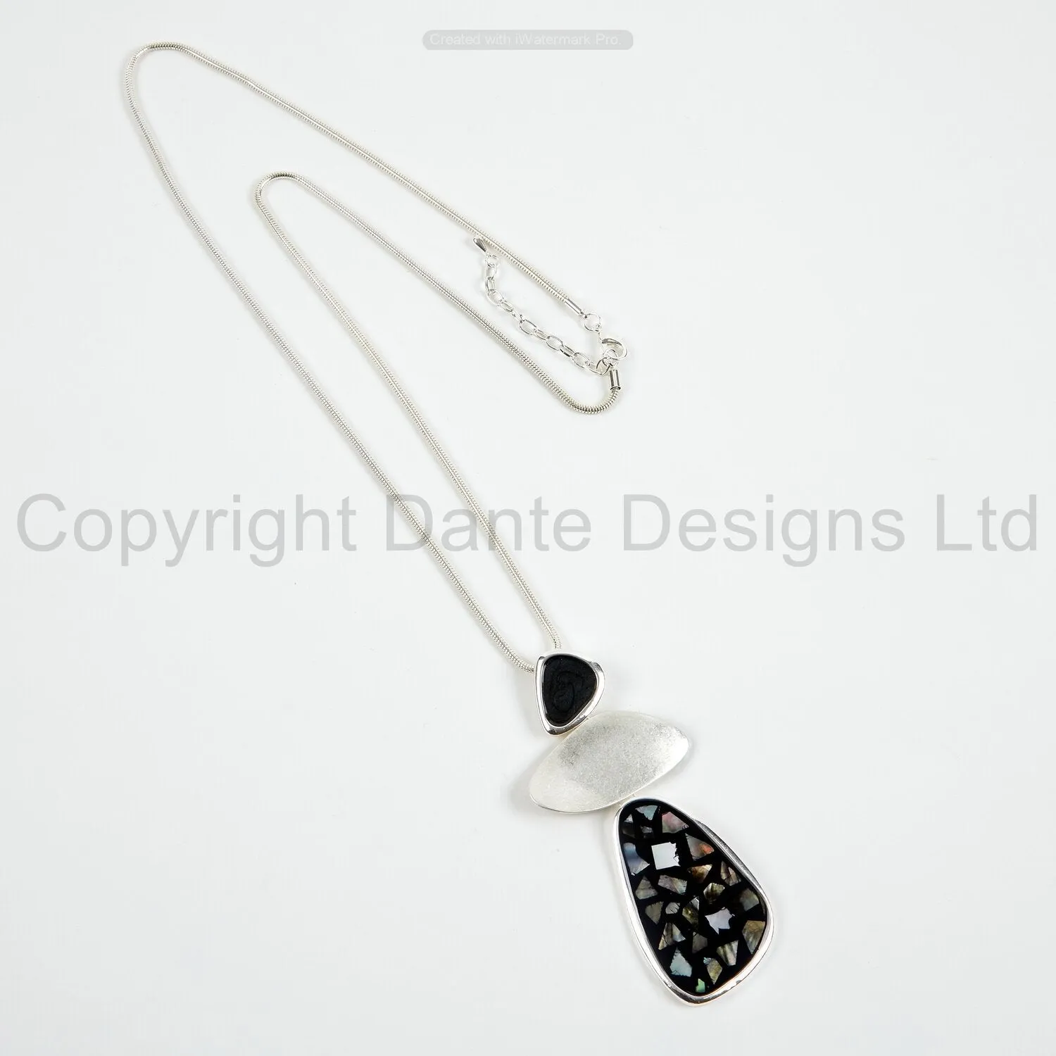 Dante Long Silver with Contrast Pendant Necklace NL48655