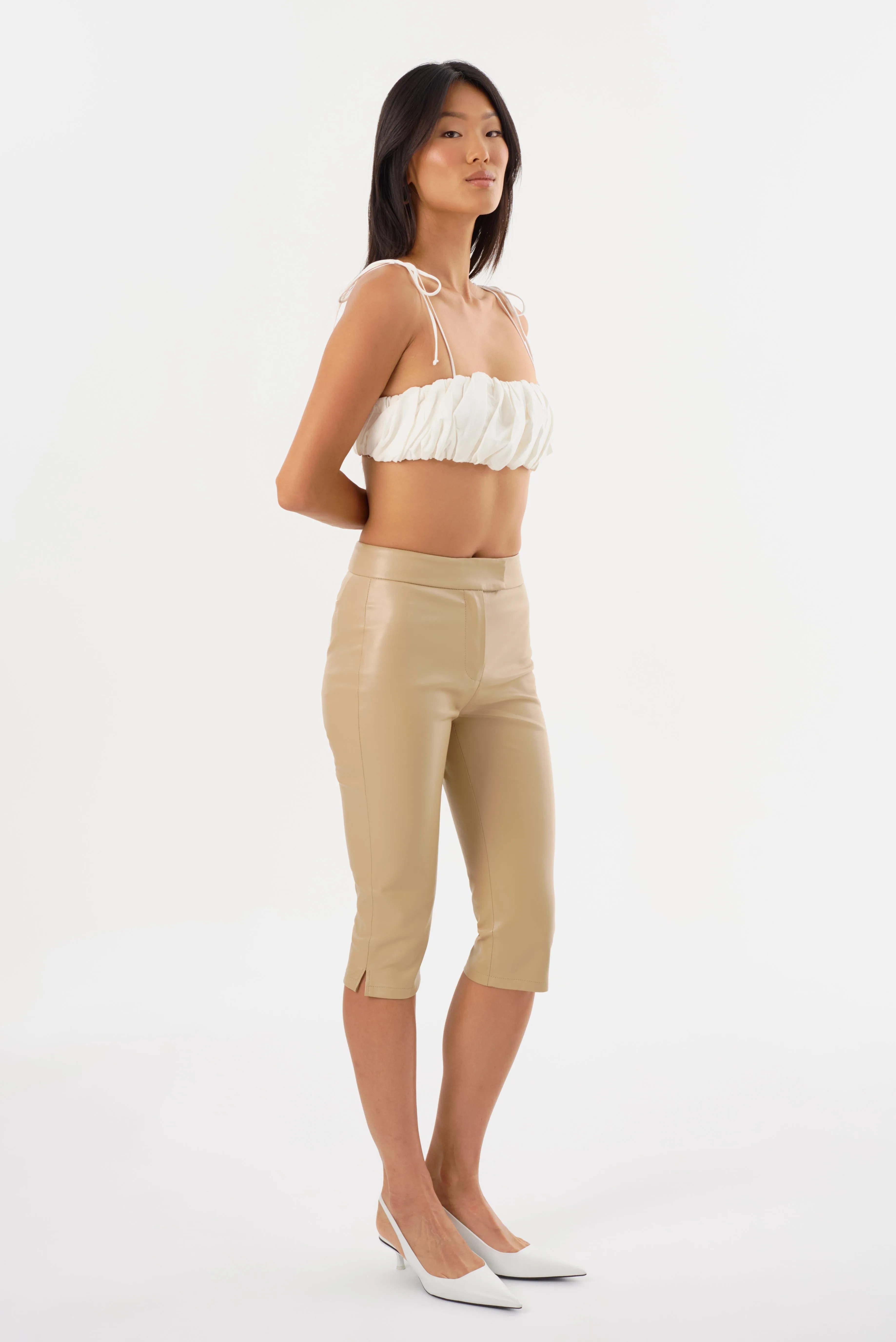 FAYA | Faux Leather Capri Pants