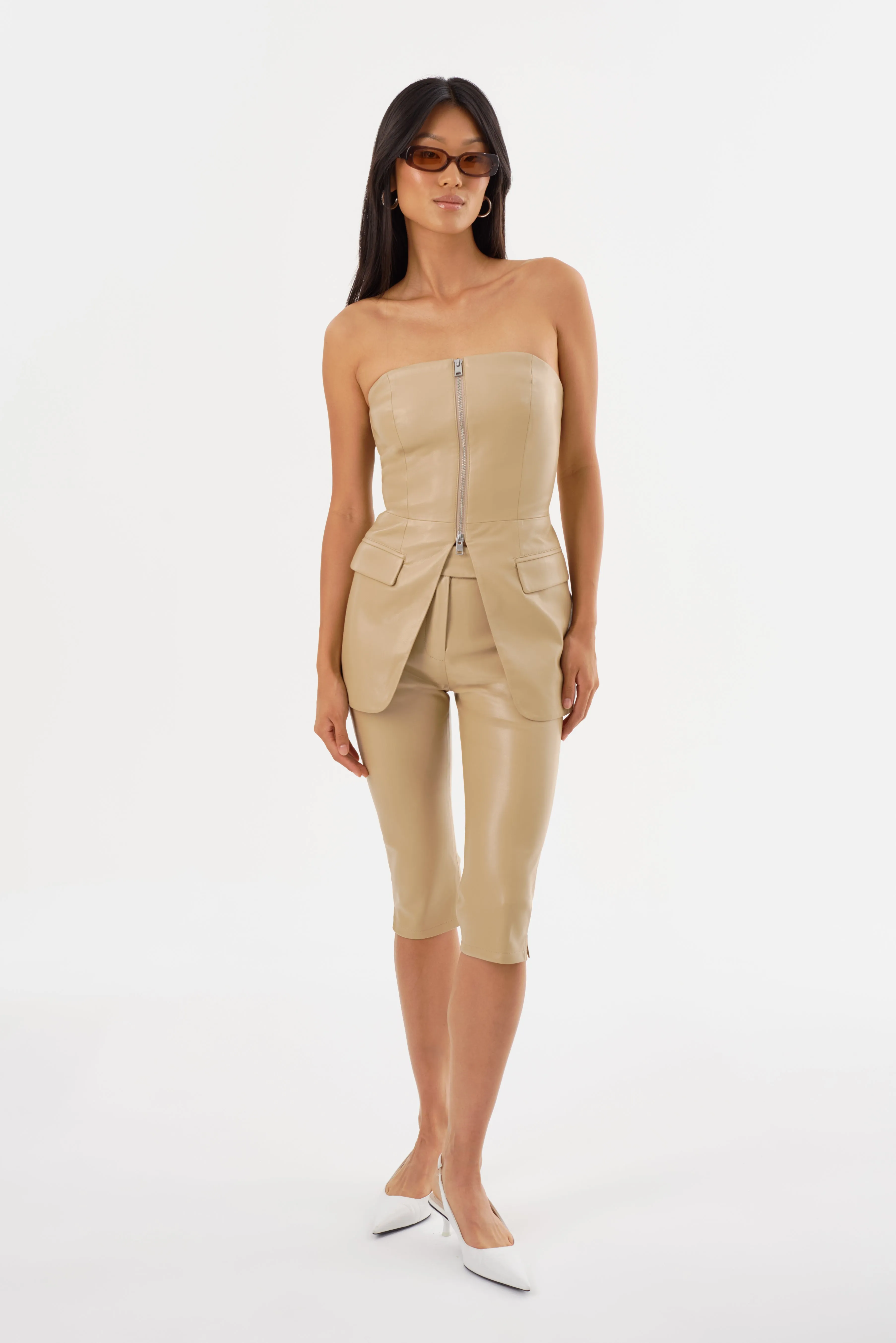 FAYA | Faux Leather Capri Pants