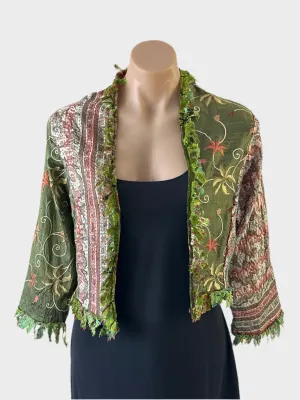 Silver Cocoonz | jacket | size 10 | open front | 100% silk | hand made in Australia 🇦🇺