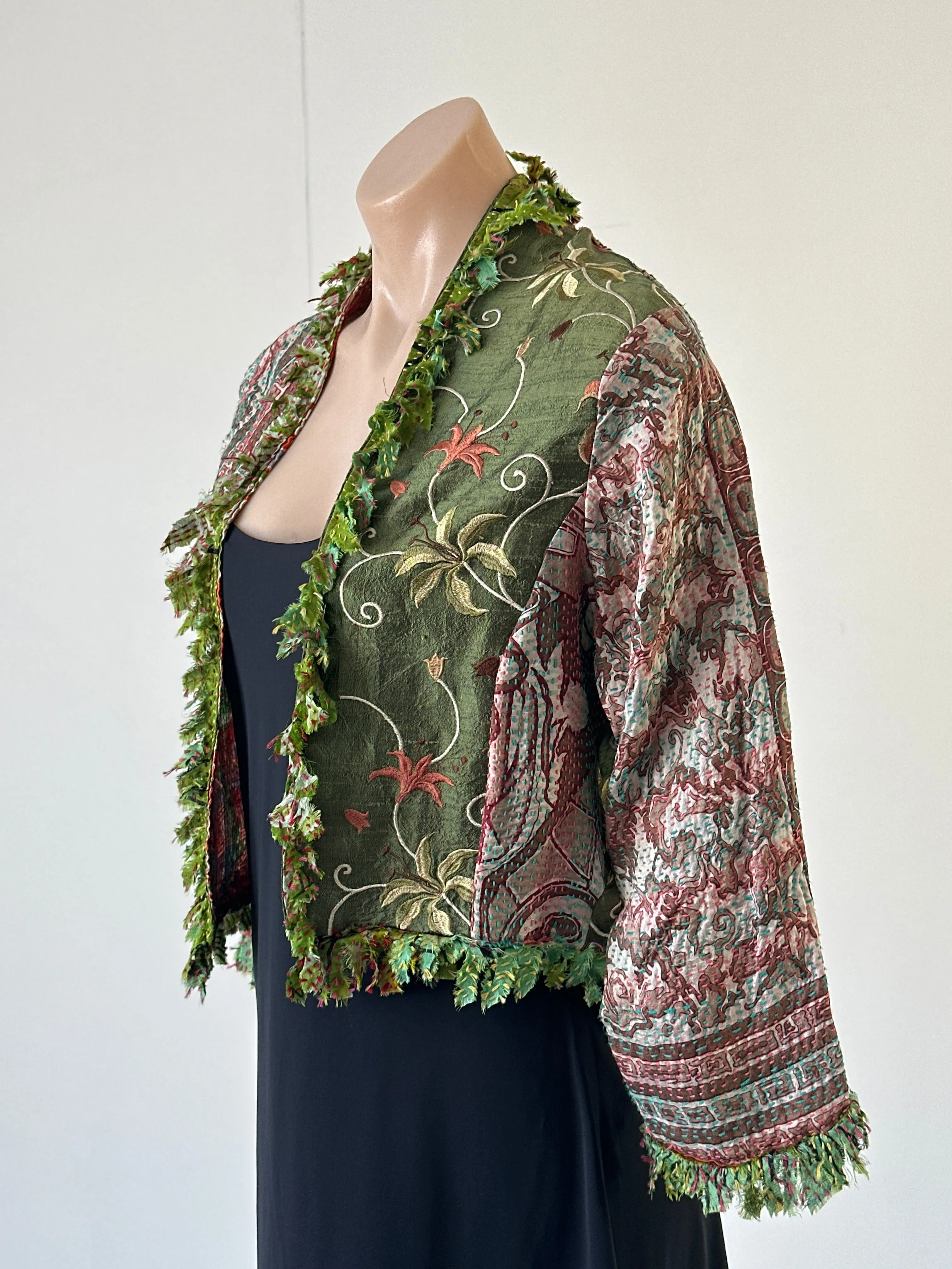 Silver Cocoonz | jacket | size 10 | open front | 100% silk | hand made in Australia 🇦🇺