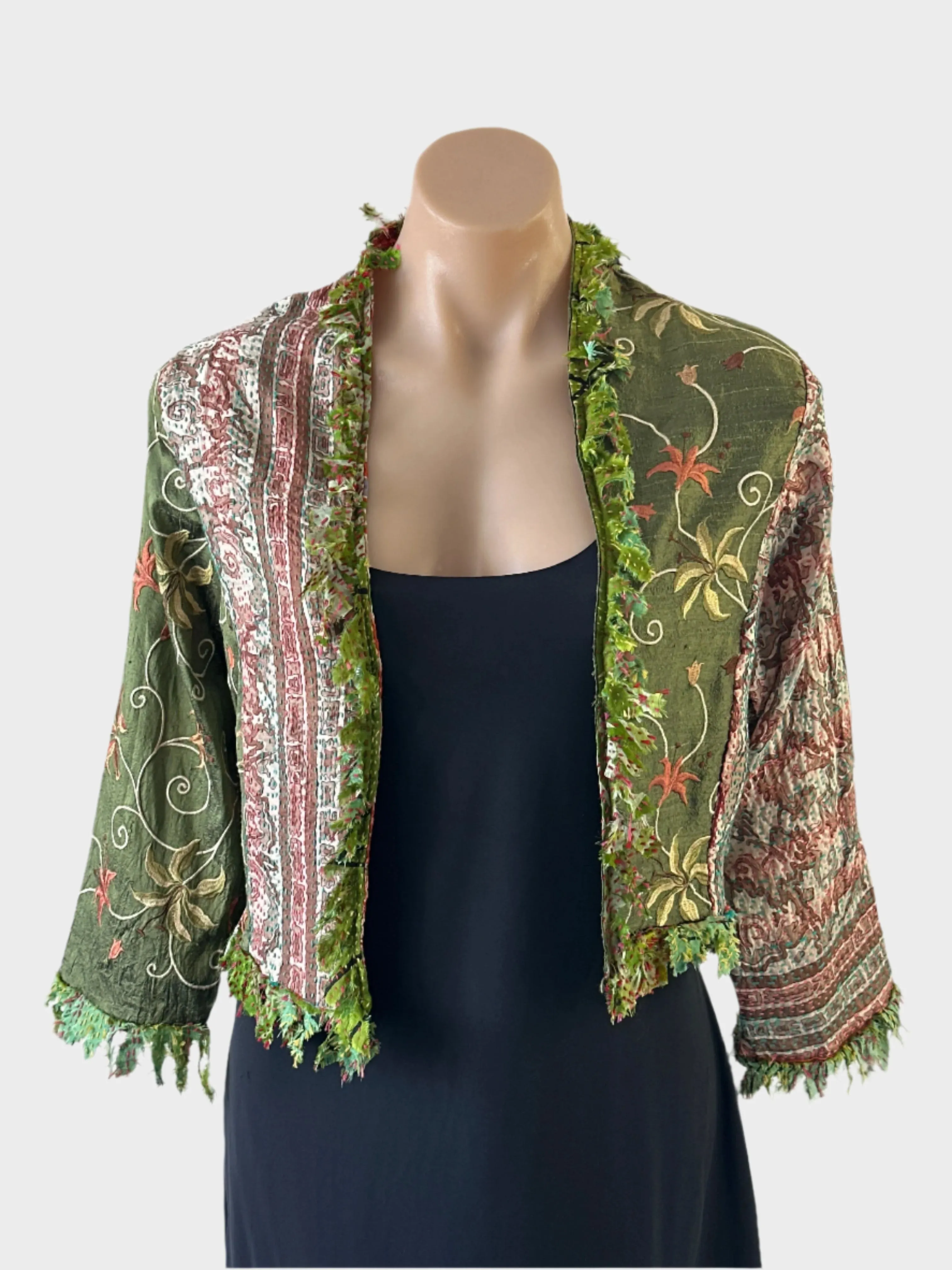 Silver Cocoonz | jacket | size 10 | open front | 100% silk | hand made in Australia 🇦🇺