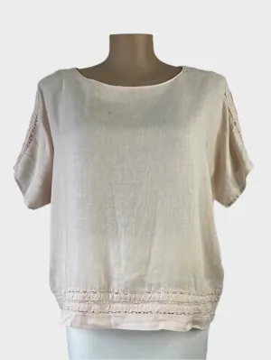 TIRELLI | top | size 16 | short  sleeve | 100% linen