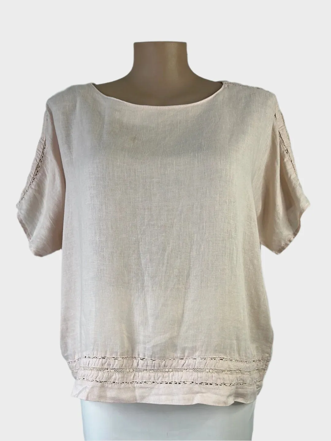 TIRELLI | top | size 16 | short  sleeve | 100% linen